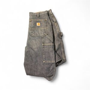 Carhartt Men's Relaxed Fit washed denim Cargo Jeans 34x32 EUC